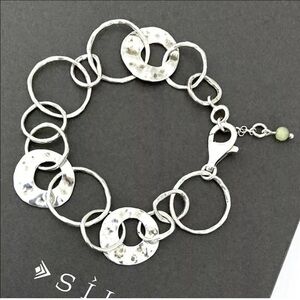 Silpada Sterling Silver Hammered ‘PAPER CHAIN’ Circle Links Bracelet B1217